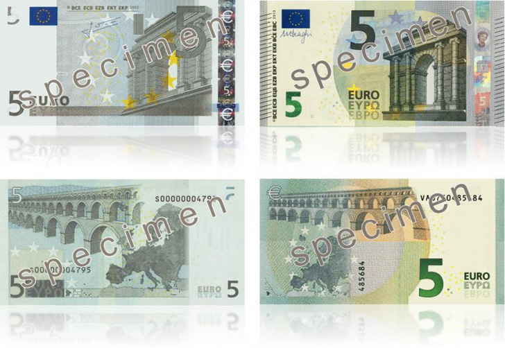 Сравнение старых и новых купюр 5 евро