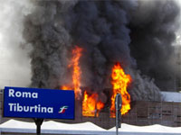 Пожар на вокзале Тибуртина (Tiburtina) в Риме